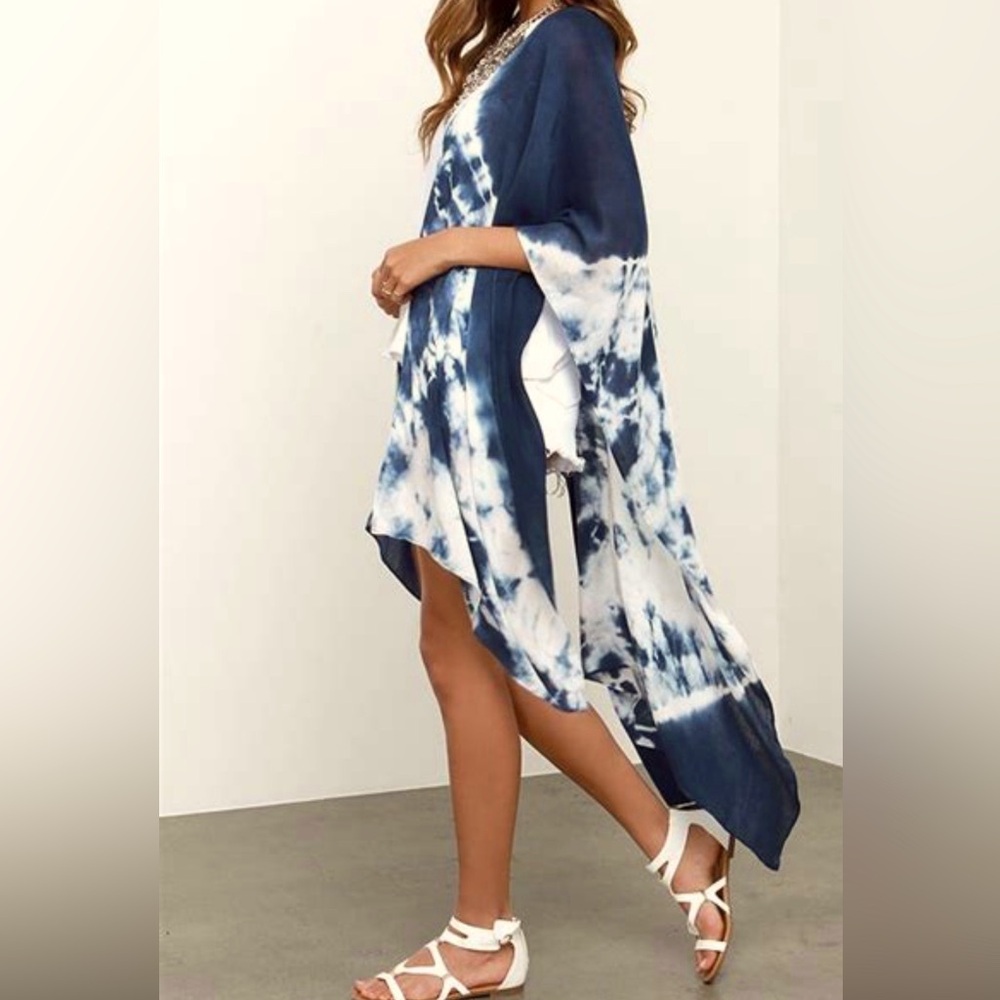 BRAND NEW Romantic Gypsy Navy Blue Tie Dye Hi Lo Maxi Dress MATERNITY Sundress L